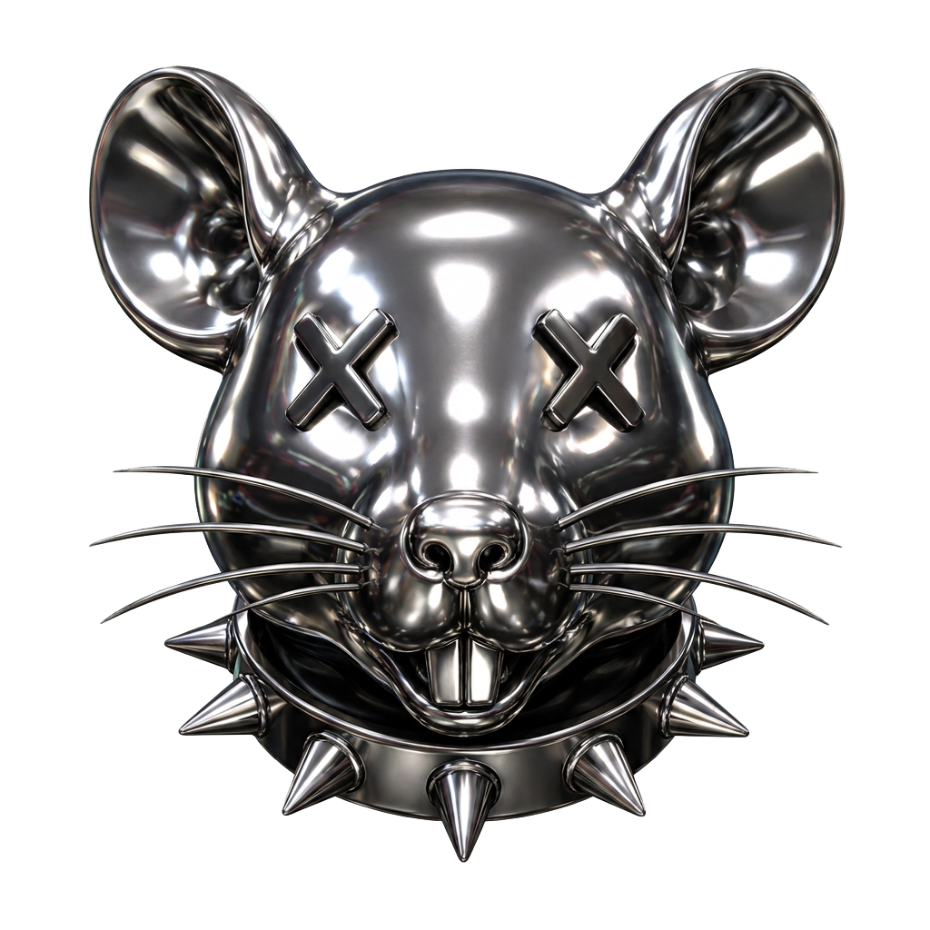 Chrome rat head charm